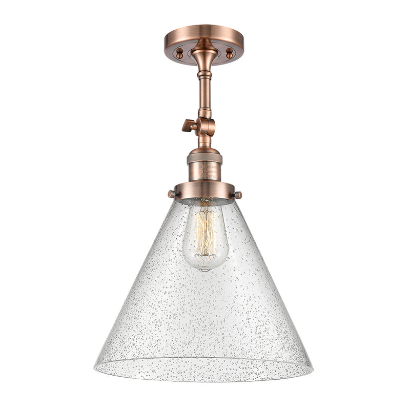 Cone Semi-Flush Mount shown in the Antique Copper finish with a Seedy shade