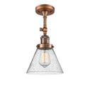 Cone Semi-Flush Mount shown in the Antique Copper finish with a Seedy shade