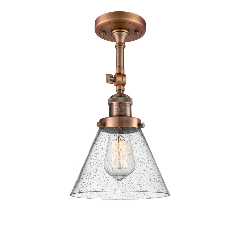 Cone Semi-Flush Mount shown in the Antique Copper finish with a Seedy shade