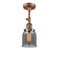 Bell Semi-Flush Mount shown in the Antique Copper finish with a Plated Smoke shade