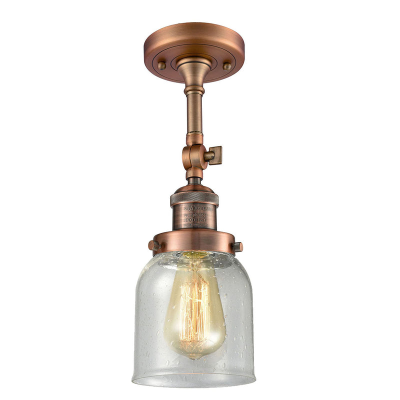 Bell Semi-Flush Mount shown in the Antique Copper finish with a Seedy shade