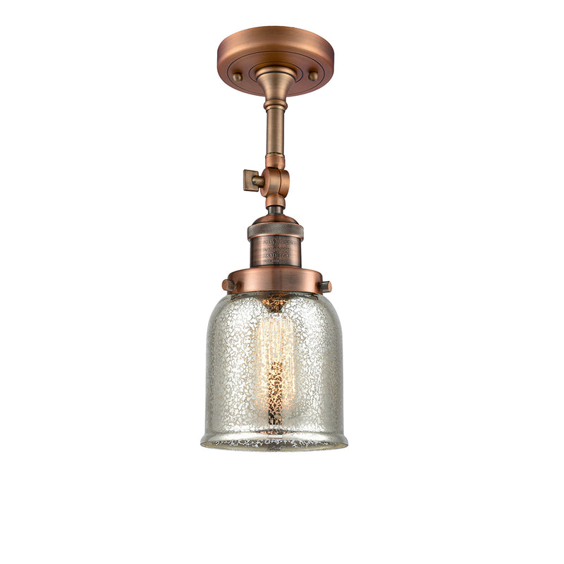 Bell Semi-Flush Mount shown in the Antique Copper finish with a Silver Plated Mercury shade