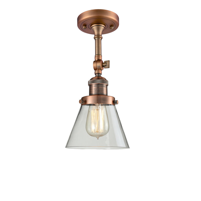 Cone Semi-Flush Mount shown in the Antique Copper finish with a Clear shade