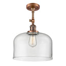 Bell Semi-Flush Mount shown in the Antique Copper finish with a Clear shade