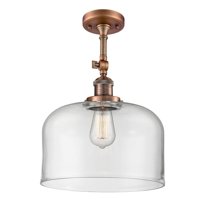 Bell Semi-Flush Mount shown in the Antique Copper finish with a Clear shade