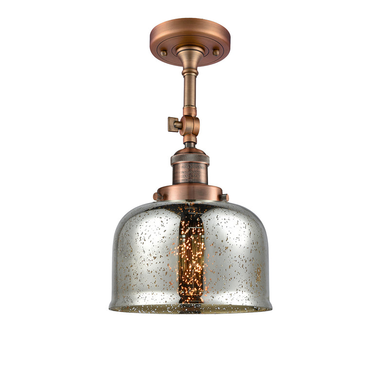 Bell Semi-Flush Mount shown in the Antique Copper finish with a Silver Plated Mercury shade