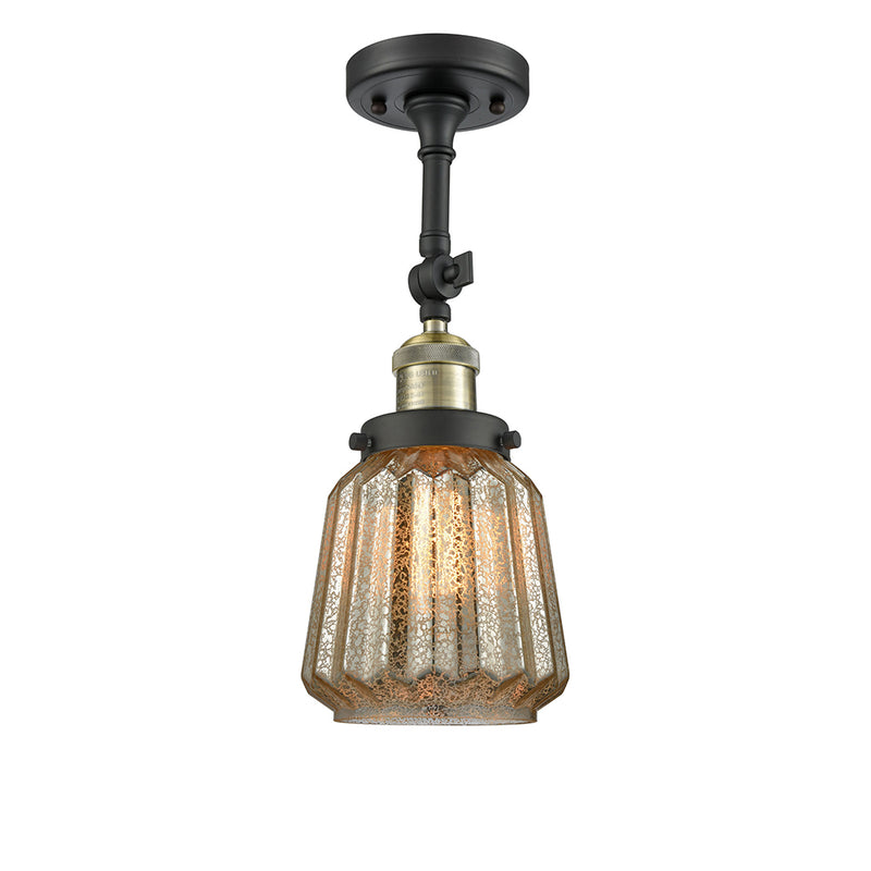 Chatham Semi-Flush Mount shown in the Black Antique Brass finish with a Mercury shade