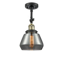 Fulton Semi-Flush Mount shown in the Black Antique Brass finish with a Plated Smoke shade