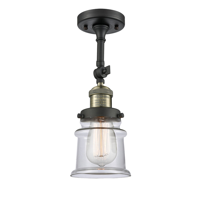 Canton Semi-Flush Mount shown in the Black Antique Brass finish with a Clear shade