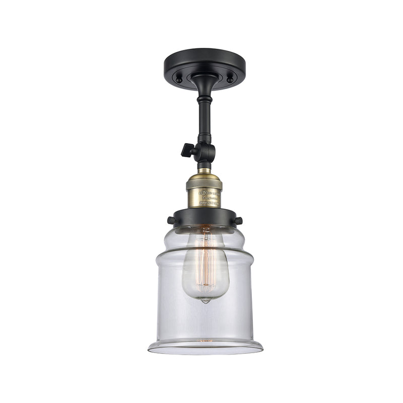 Canton Semi-Flush Mount shown in the Black Antique Brass finish with a Clear shade