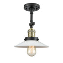 Halophane Semi-Flush Mount shown in the Black Antique Brass finish with a Matte White Halophane shade