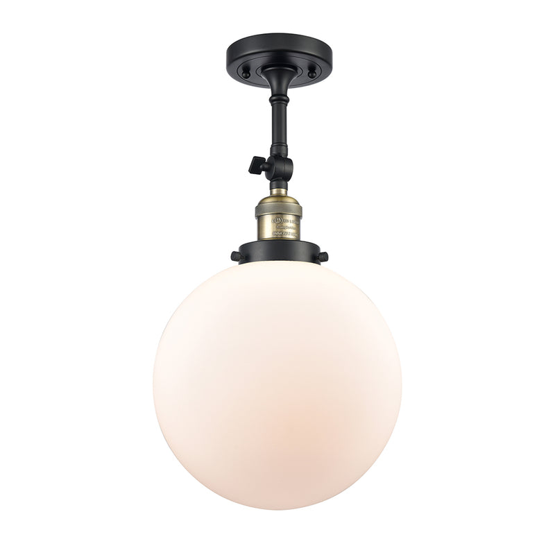 Beacon Semi-Flush Mount shown in the Black Antique Brass finish with a Matte White shade