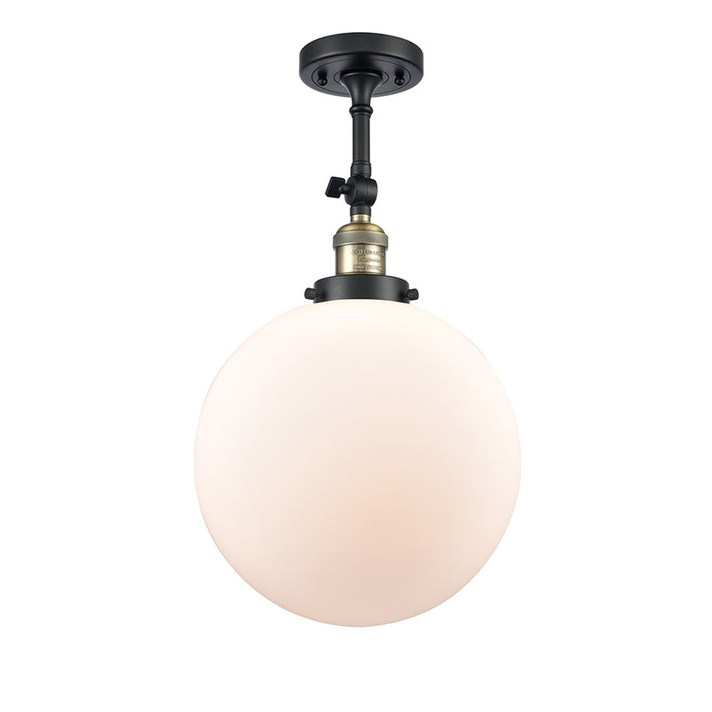 Beacon Semi-Flush Mount shown in the Black Antique Brass finish with a Matte White shade