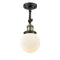 Beacon Semi-Flush Mount shown in the Black Antique Brass finish with a Matte White shade