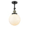 Beacon Semi-Flush Mount shown in the Black Antique Brass finish with a Matte White shade