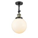 Beacon Semi-Flush Mount shown in the Black Antique Brass finish with a Matte White shade