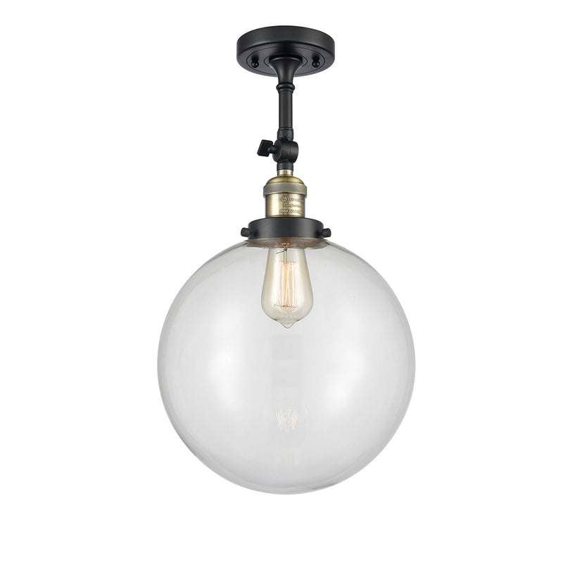 Beacon Semi-Flush Mount shown in the Black Antique Brass finish with a Clear shade