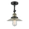 Halophane Semi-Flush Mount shown in the Black Antique Brass finish with a Clear Halophane shade