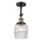 Colton Semi-Flush Mount shown in the Black Antique Brass finish with a Clear Halophane shade