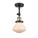 Olean Semi-Flush Mount shown in the Black Antique Brass finish with a Matte White shade