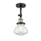 Olean Semi-Flush Mount shown in the Black Antique Brass finish with a Clear shade