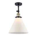 Cone Semi-Flush Mount shown in the Black Antique Brass finish with a Matte White shade