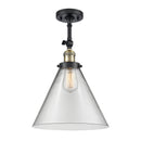 Cone Semi-Flush Mount shown in the Black Antique Brass finish with a Clear shade