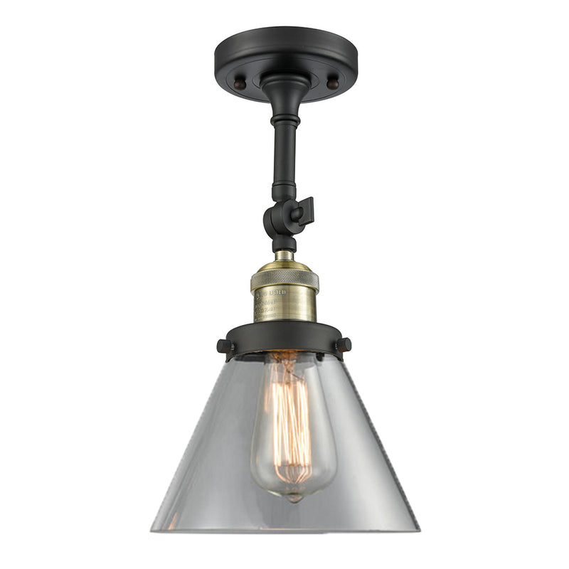 Cone Semi-Flush Mount shown in the Black Antique Brass finish with a Clear shade