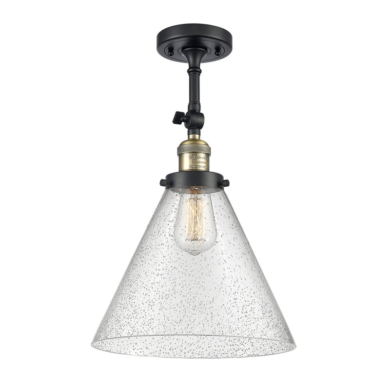 Cone Semi-Flush Mount shown in the Black Antique Brass finish with a Seedy shade