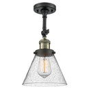 Cone Semi-Flush Mount shown in the Black Antique Brass finish with a Seedy shade