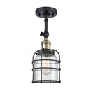 Bell Cage Semi-Flush Mount shown in the Black Antique Brass finish with a Clear shade