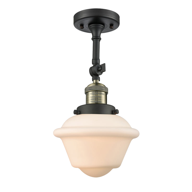 Oxford Semi-Flush Mount shown in the Black Antique Brass finish with a Matte White shade