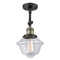 Oxford Semi-Flush Mount shown in the Black Antique Brass finish with a Clear shade