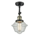 Oxford Semi-Flush Mount shown in the Black Antique Brass finish with a Seedy shade