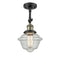 Oxford Semi-Flush Mount shown in the Black Antique Brass finish with a Seedy shade