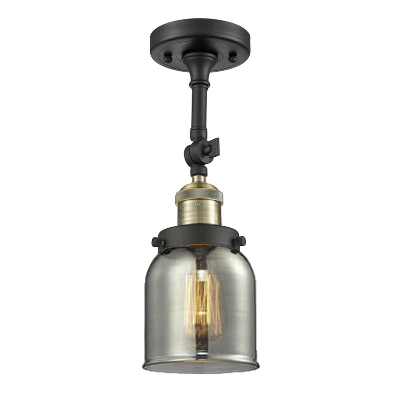 Bell Semi-Flush Mount shown in the Black Antique Brass finish with a Plated Smoke shade