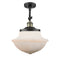 Oxford Semi-Flush Mount shown in the Black Antique Brass finish with a Matte White shade