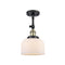 Bell Semi-Flush Mount shown in the Black Antique Brass finish with a Matte White shade