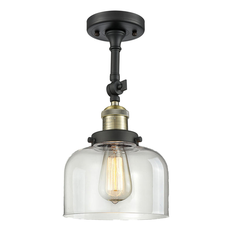 Bell Semi-Flush Mount shown in the Black Antique Brass finish with a Clear shade