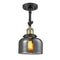 Bell Semi-Flush Mount shown in the Black Antique Brass finish with a Plated Smoke shade