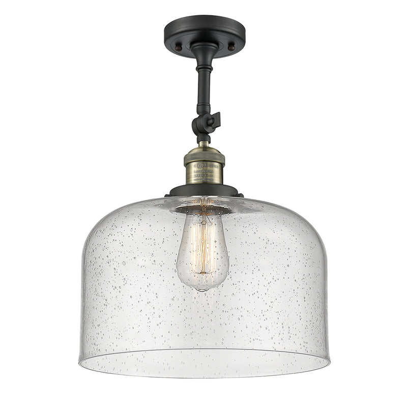 Bell Semi-Flush Mount shown in the Black Antique Brass finish with a Seedy shade