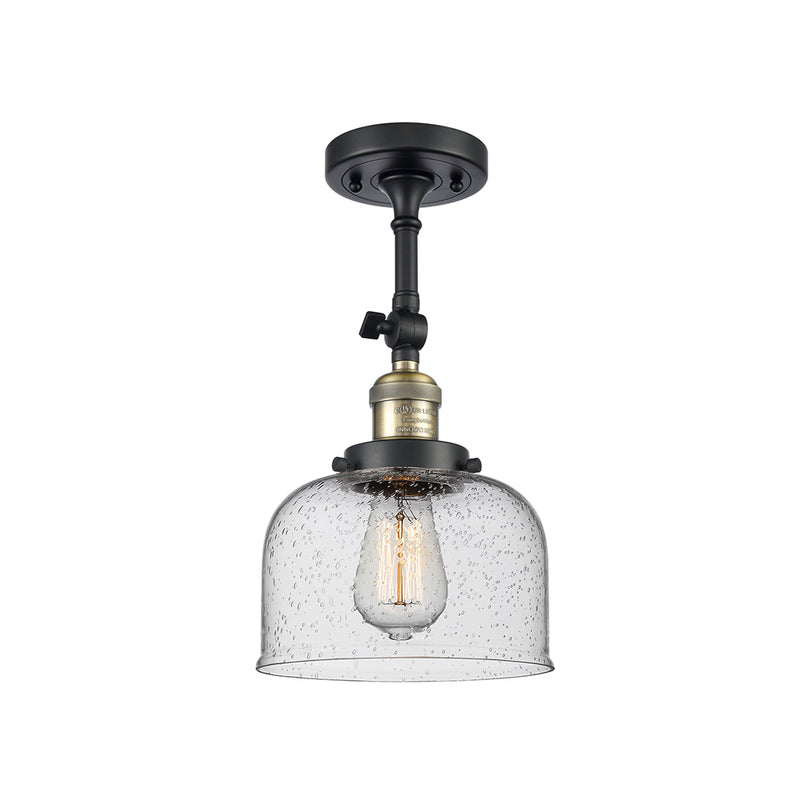 Bell Semi-Flush Mount shown in the Black Antique Brass finish with a Seedy shade