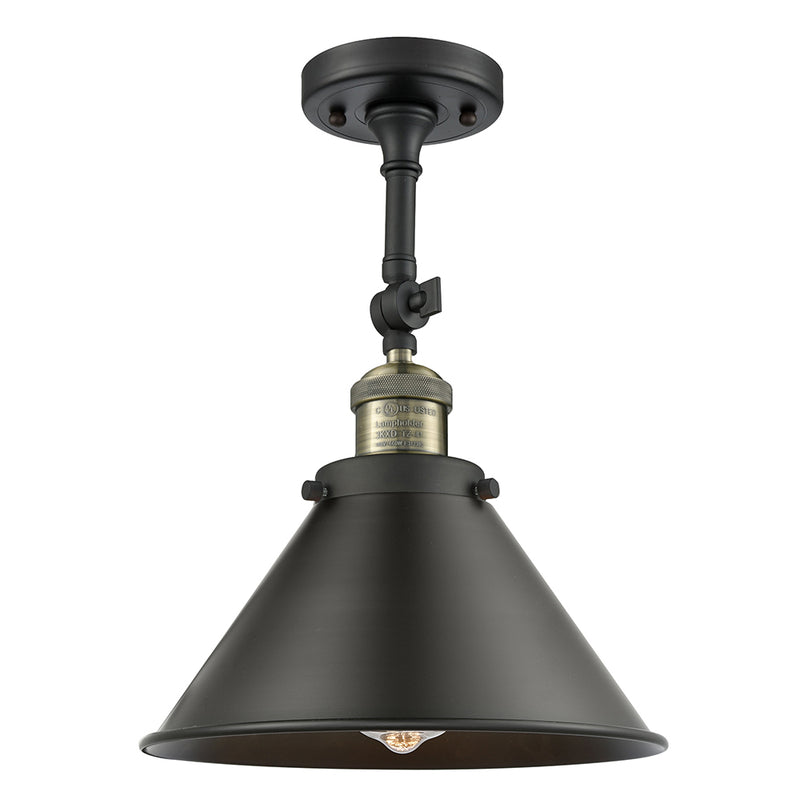 Briarcliff Semi-Flush Mount shown in the Black Antique Brass finish with a Matte Black shade