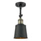 Addison Semi-Flush Mount shown in the Black Antique Brass finish with a Matte Black shade