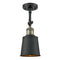 Addison Semi-Flush Mount shown in the Black Antique Brass finish with a Antique Brass shade