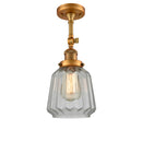 Chatham Semi-Flush Mount shown in the Brushed Brass finish with a Clear shade