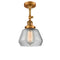 Fulton Semi-Flush Mount shown in the Brushed Brass finish with a Clear shade