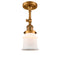 Canton Semi-Flush Mount shown in the Brushed Brass finish with a Matte White shade