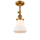 Bellmont Semi-Flush Mount shown in the Brushed Brass finish with a Matte White shade