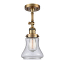 Bellmont Semi-Flush Mount shown in the Brushed Brass finish with a Seedy shade